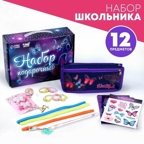 Funny toys Подарочный набор школьника «Бабочки», 12 предметов