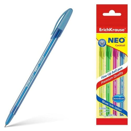 Набор ручка шариковая Erich Krause Neo Cocktail, синяя, микс