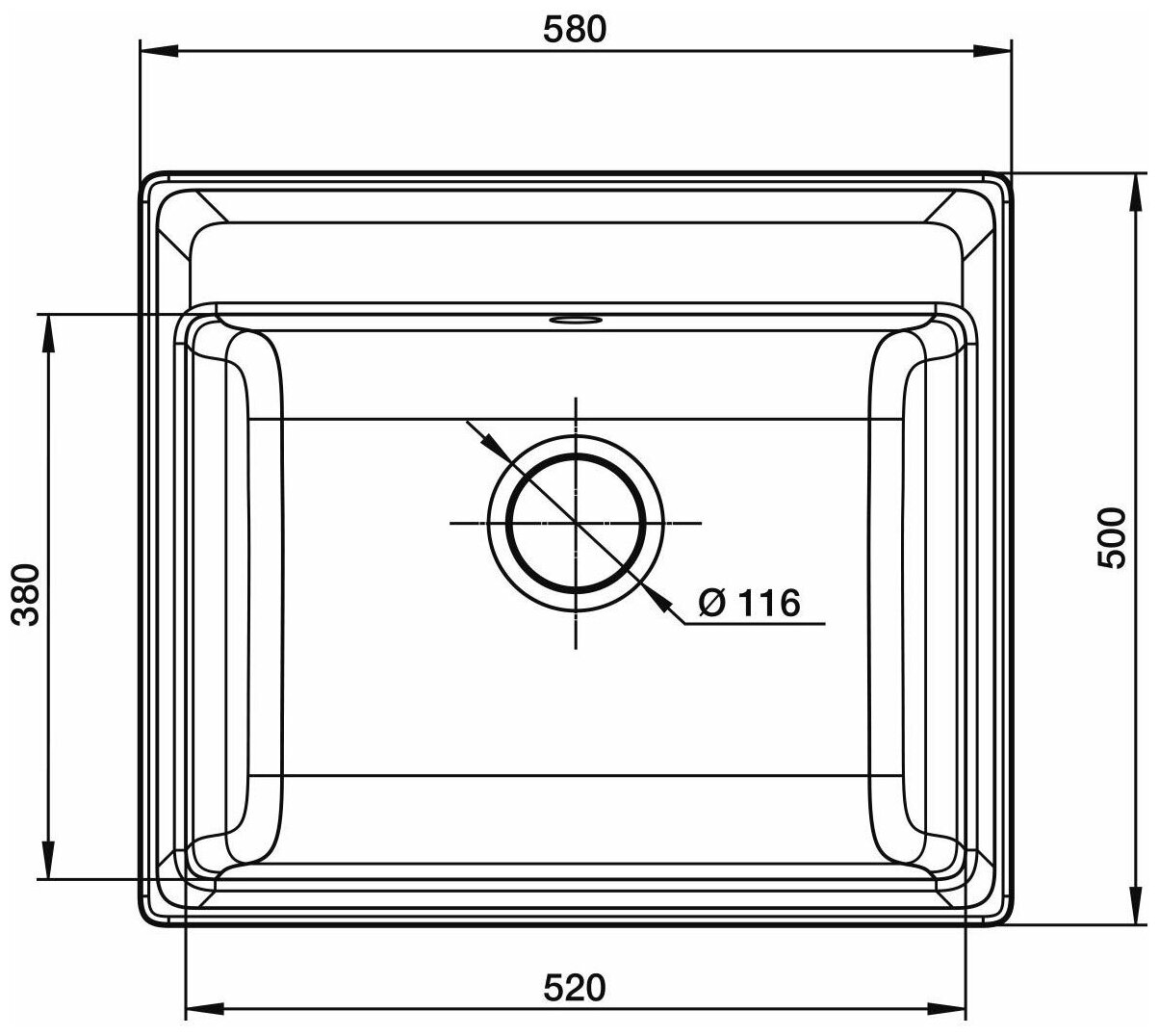 Мойка кухонная GranFest VERTEX GF-V-580 1-чаш 580*500мм топаз, мрамор - фотография № 4