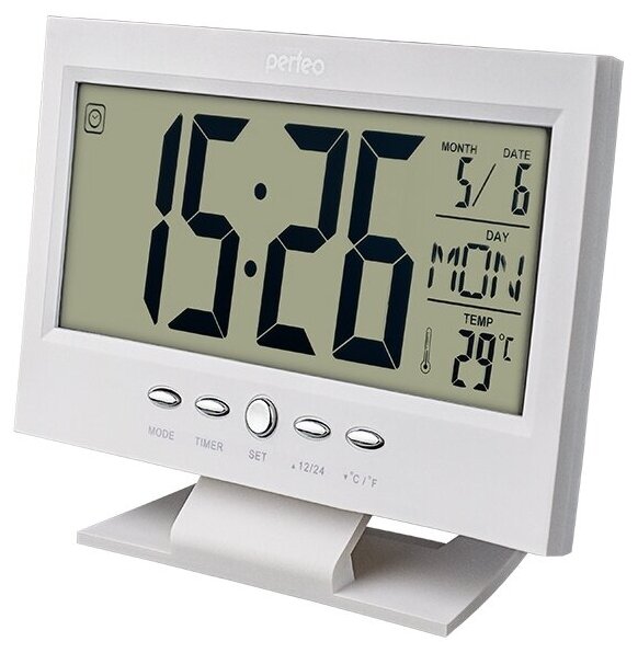 Часы Perfeo будильник "Set" белый, PF_S2618 время, температура, дата