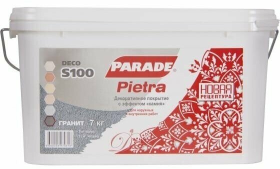 Декор. покрытие с эф. камня PARADE DECO Pietra S100 Гранит 7кг Россия