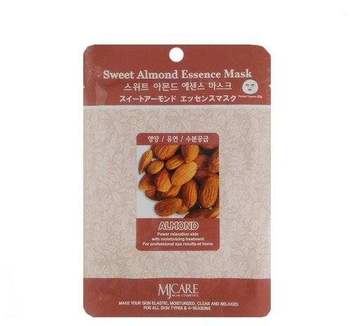 MIJIN Cosmetics тканевая маска Sweet Almond Essence с экстрактом сладкого миндаля, 23 г, 1 мл