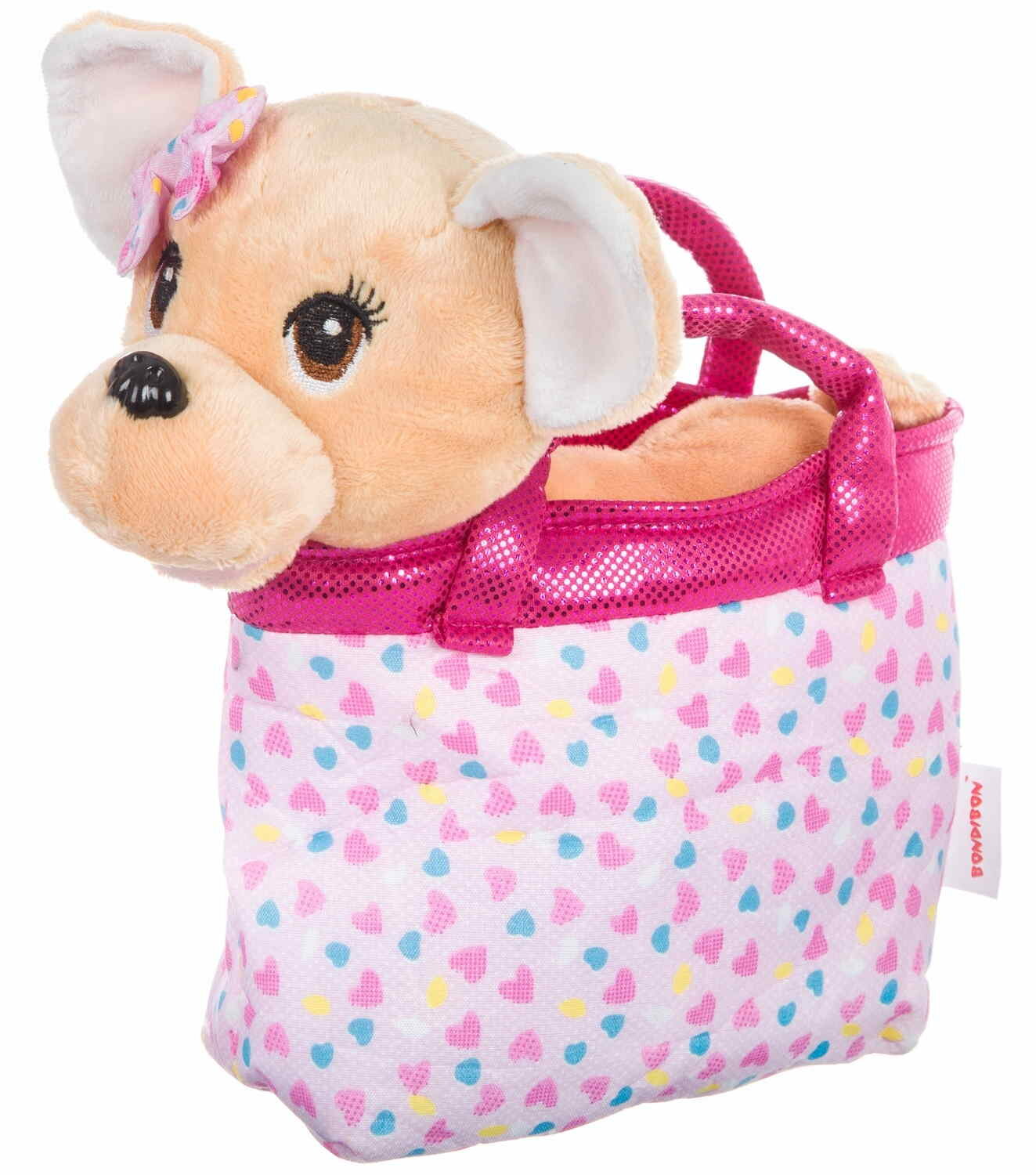 Собачка в розовой сумке с сердечками, Bondibon милота,