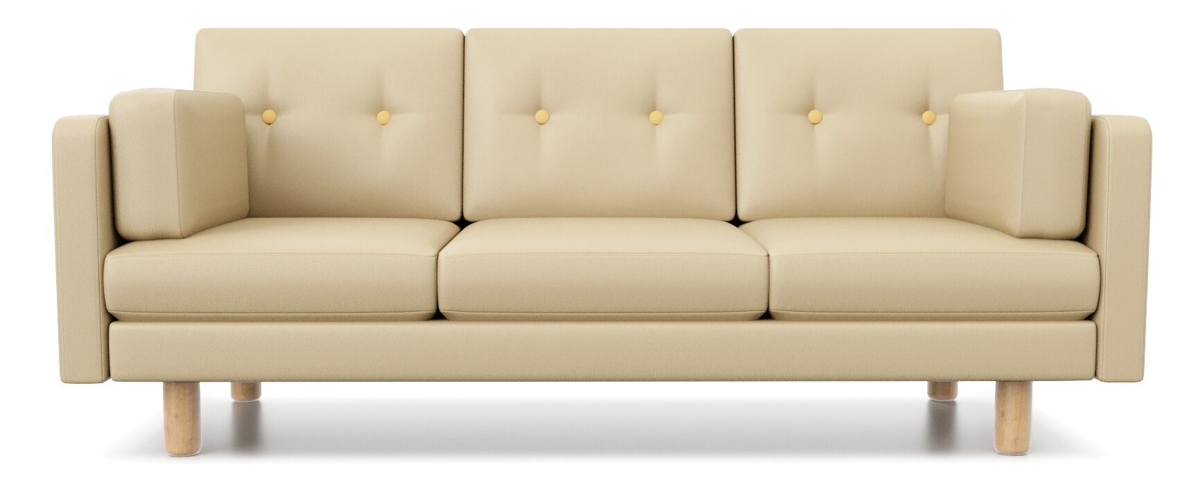 Диван прямой Arsko Ингвар-Б, белый, экокожа, трехместный, офисный, в салон красоты, на ножках, скандинавский лофт — фото 1