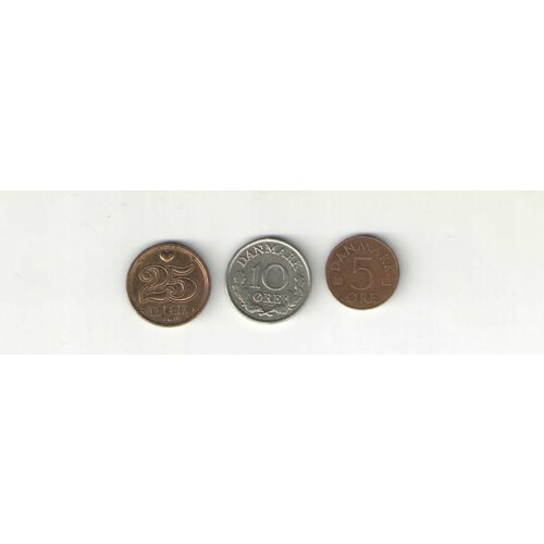 Монеты Дании, 5,10,25 эре 1965-1998