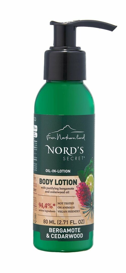 Увлажняющий лосьон для тела с ароматом бергамота и кедра в мини-формате / Nords Secret Moisturizing Body Lotion Bergamote & Cedarwood Travel Size