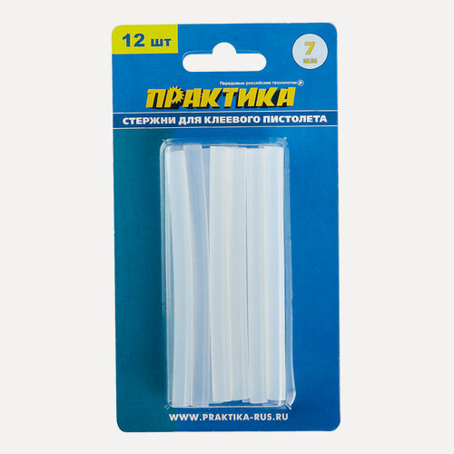 Изображение товара Клей ПРАКТИКА для термопистолета 7х100мм, прозрачный, 12 шт.
