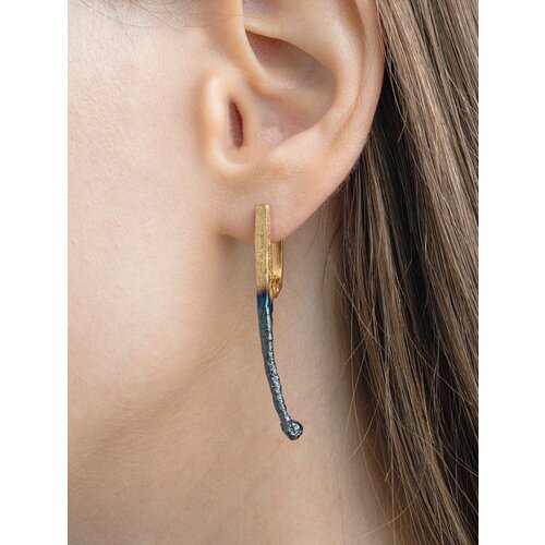 Серьги Братья Глазуновы, серебро, 925 проба, золочение, размер 45 мм, длина 4.5 см, , золотистый