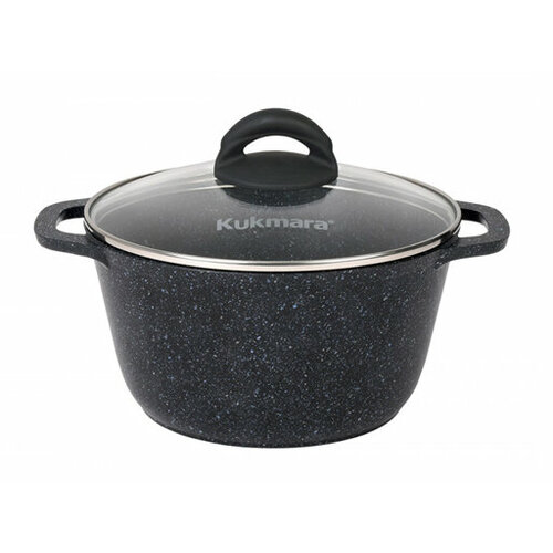 фото Кастрюля 3,5л со стеклянной крышкой, ап линия "granit" (black) kukmara