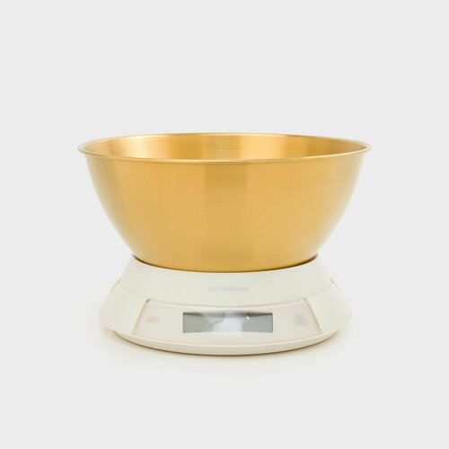Весы кухонные 21х13 см электронные с миской пластиксталь молочно-золотистые Classic gold 2990₽