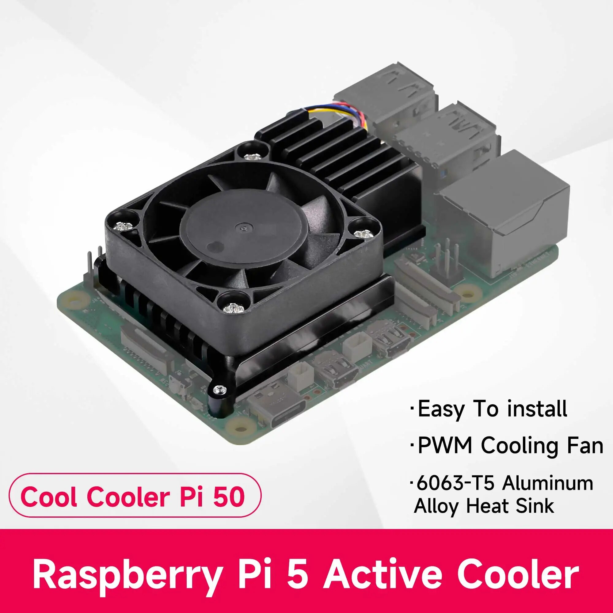 Корпус для Raspberry Pi 5 YAHBOOM черный с активным охлаждением