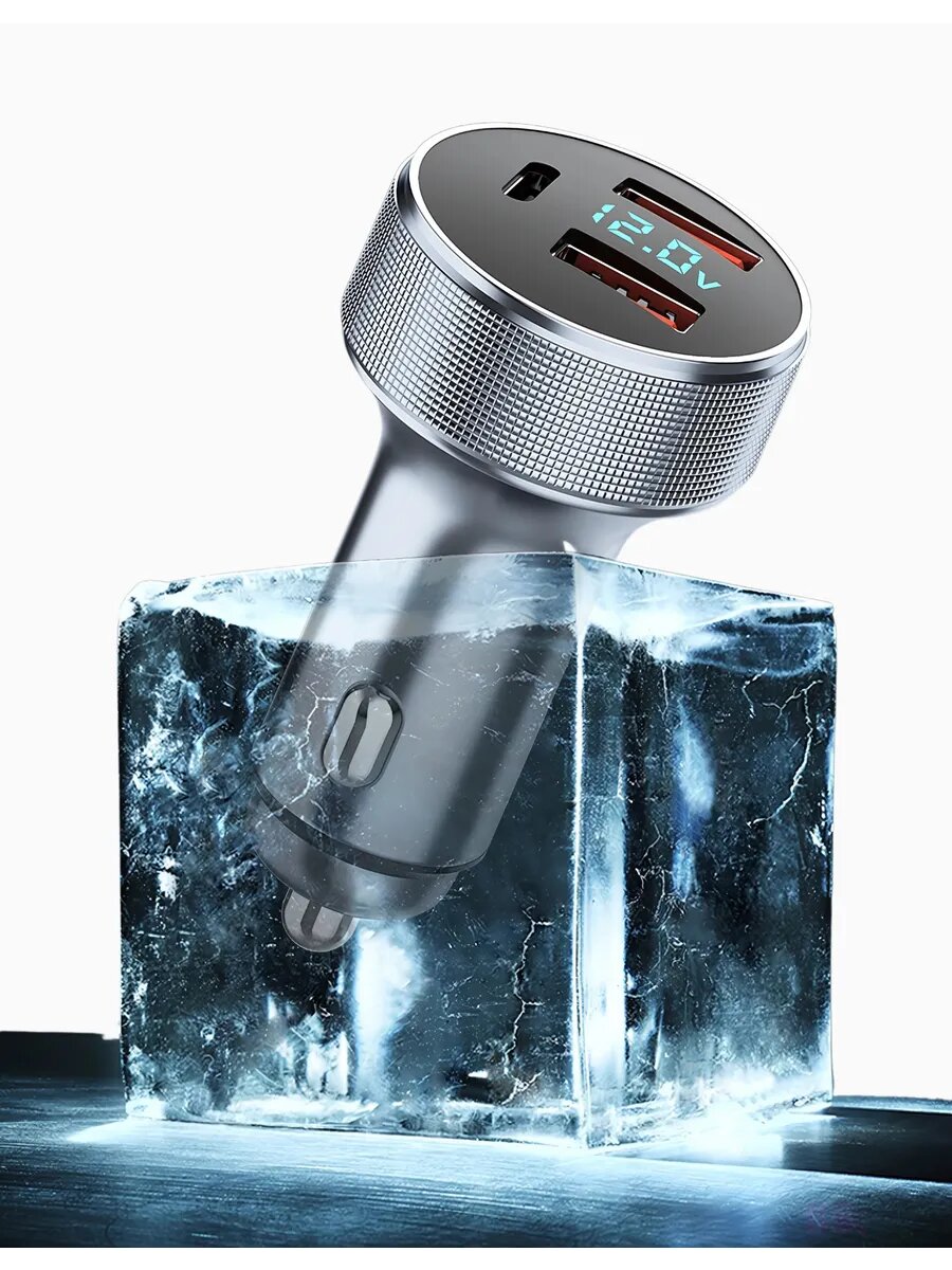 Быстрое автомобильное зарядное устройство 58.5W, Type-C + USB, PD/QC 3.0, в прикуриватель