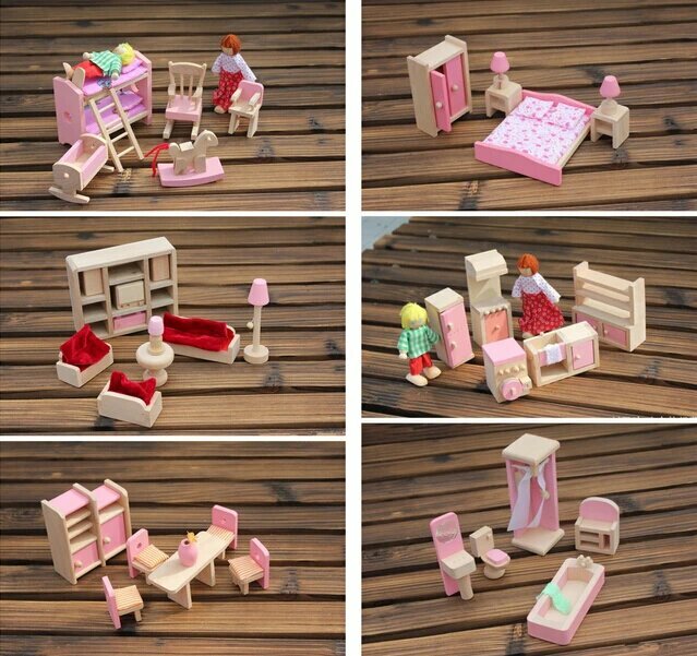TAKARA TOMY Детский деревянный набор мебели для кукольного дома 6 комплектов, Nursery