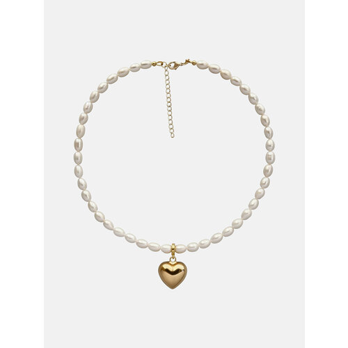 Колье Pinkcode studio, жемчуг пресноводный, жемчуг пресноводный культивированный, жемчуг культивированный, длина 43 см, жемчужный/золотистый