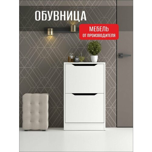 фото Обувница узкая для прихожей прима, 2 ящика, 50х24х81 см фабрика мебели династия
