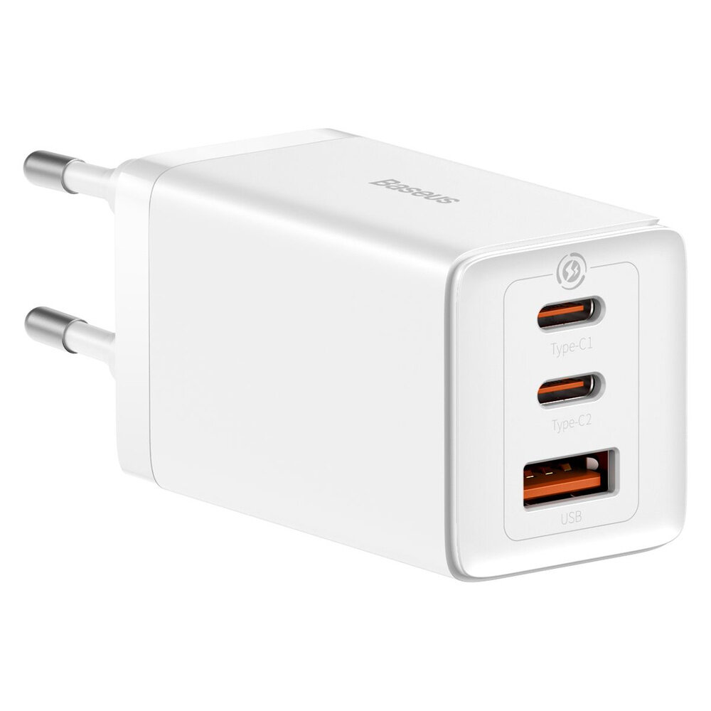 Сетевое зарядное устройство Baseus GaN5 Pro Fast Charger 2C+U 65W EU White с кабелем Type-C - Type-C 100W(20V/5A) 1m (CCGP120202)