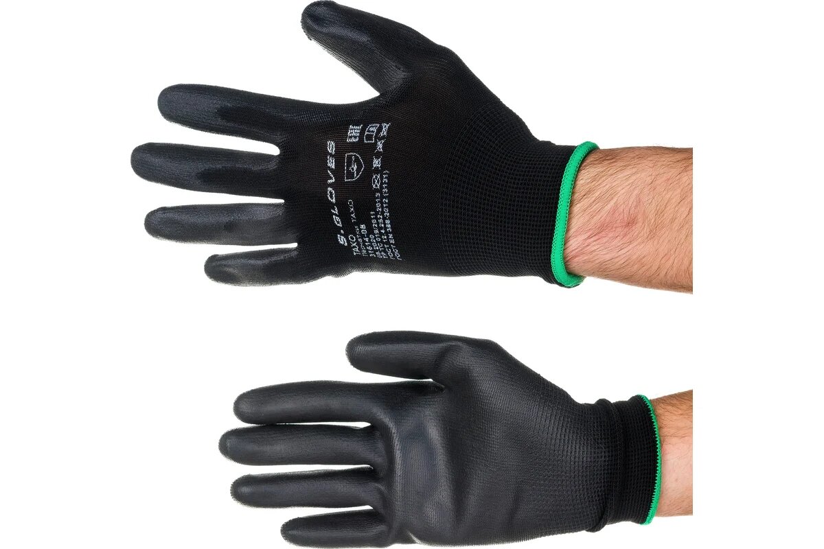Нейлоновые перчатки с полиуретановым покрытием S. GLOVES TAXO черные, размер 08 31614-08