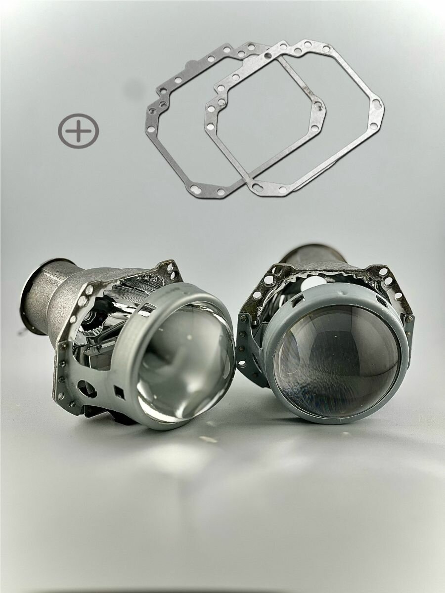 Би-галоген (лед/ксенон) линзы для Nissan Qashqai I 2006-2013 тип HELLA 3R цоколь H7/D2/D4 / ближнего и дальнего света в автомобильные фары / Би галогенные модули комплект 2шт