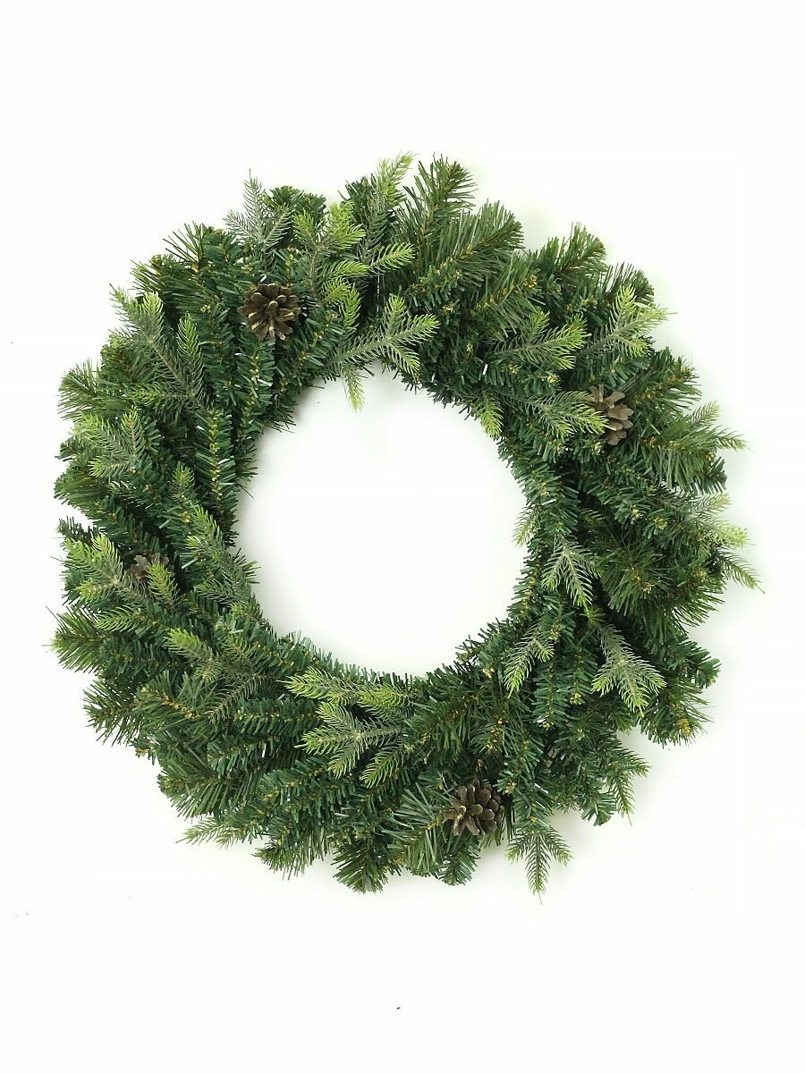 Венок новогодний MOROZCO-11 с шишками зеленый 50 см