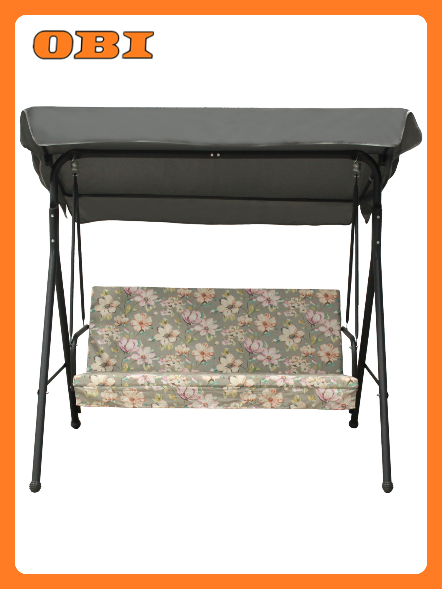 Качели садовые Габи 2-х местные до 160 кг с тентом и водоотталкивающей отделкой серый