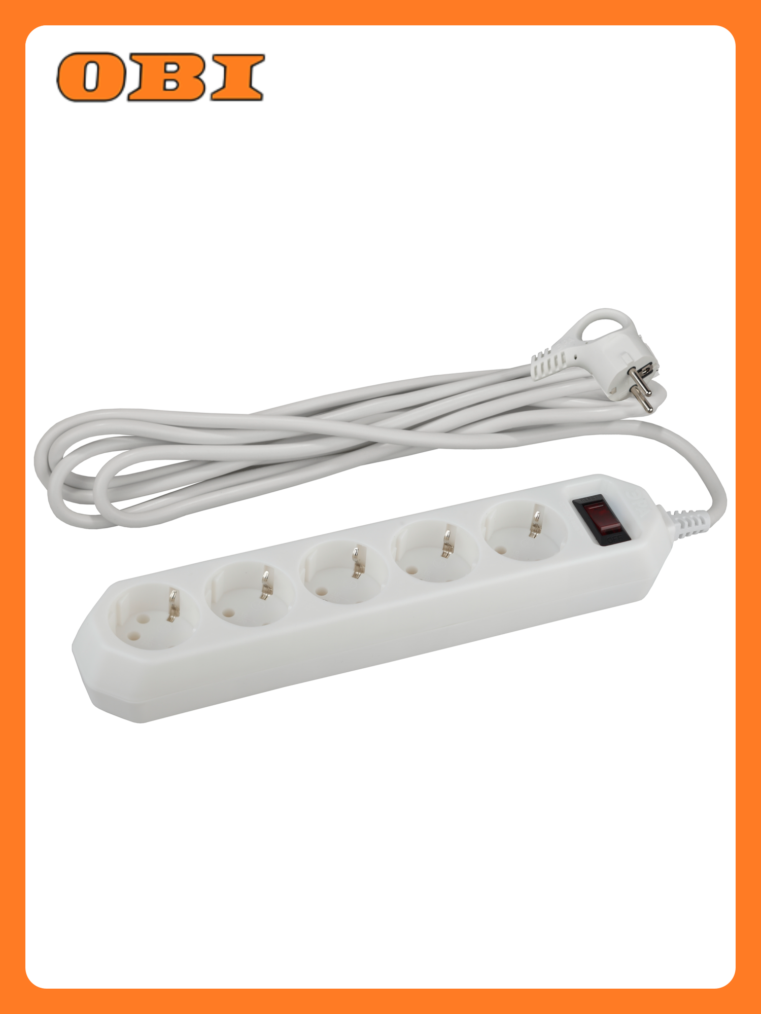 Сетевой фильтр ЭРА USF-5es-3m-W с базовой защитой с заземлением с выключателем 5