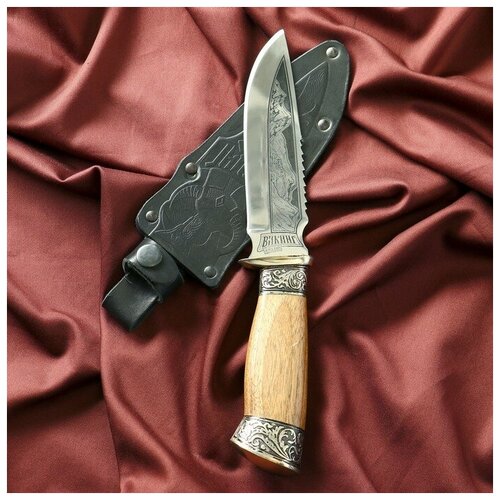 нож туристический викинг рукоять жженый орех сталь 40х13 Нож туристический Викинг с гардой, сталь 40х13