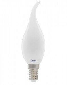 Светодиодная LED лампа General филамент свеча на ветру E14 7W 2700K 2K 35x118 (нитевидная), матовая 649956 (упаковка 25 штук)