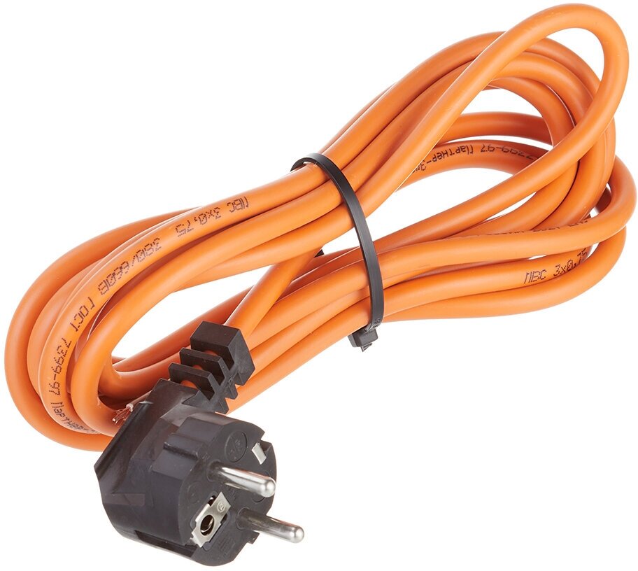 Шнур сетевой с вилкой 3 0 м ПВС ВП 3х0 75 кв  мм 10 А Партнер Электро оранжевый  ЦБ 00013570 4552 
