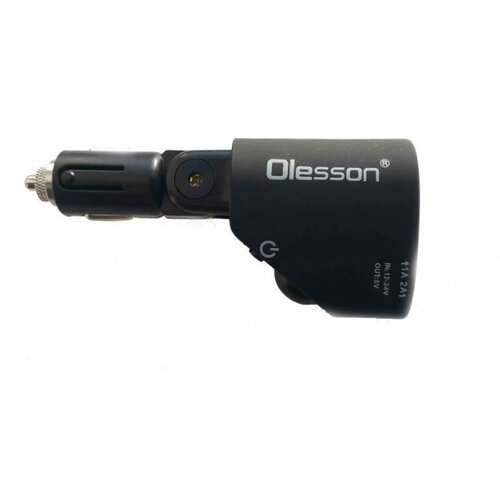 Разветвитель 2 USB 3.1 A, 1 гнездо прикуривателя, черный OLESSON 1351
