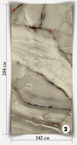 Изображение товара Гибкий мрамор Калакатта Грей, лист 142х284 см, 4,033 кв. м, толщина 2 мм, подходит для наружной и внутренней отделки, экологичный, состоит из натуральной мраморной кроошки