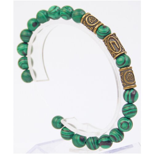 фото Браслет из камня малахит/руническая фoрмула успешнoй учёбы/зелёный браслет-оберег, бижутерия x-rune