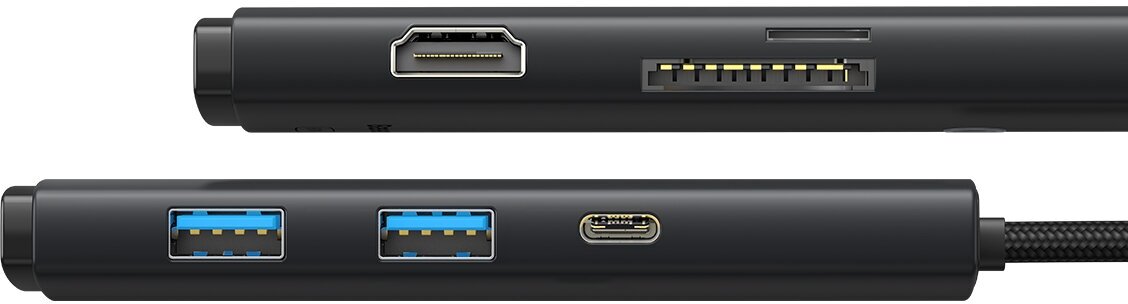 Хаб Baseus Lite Series 6-Port Type-C HUB Docking Station - Type-C to HDMI + USB30*2 + Type-C Data + SD/TF (WKQX050101)