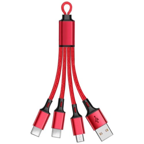 Кабель-брелок USB для зарядки 3-в-1 type-C microUSB, 2.4А