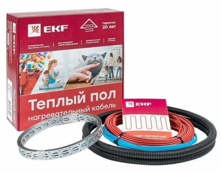 Комплект «Теплый пол» (кабель) 75Вт 5м 0.5кв. м EKF nk-75