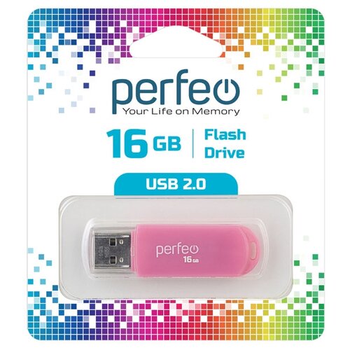 Флешка Perfeo C03 16 ГБ, pink накопитель usb 3 1 32гб perfeo c 15 белый