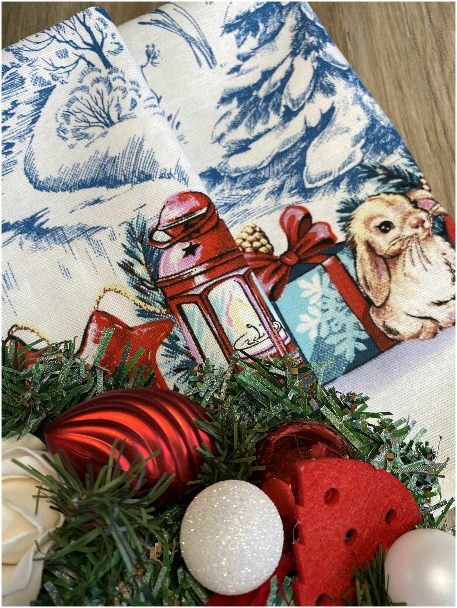 Набор полотенец кухонных рогожка"Новогодние подарки" - фотография № 3