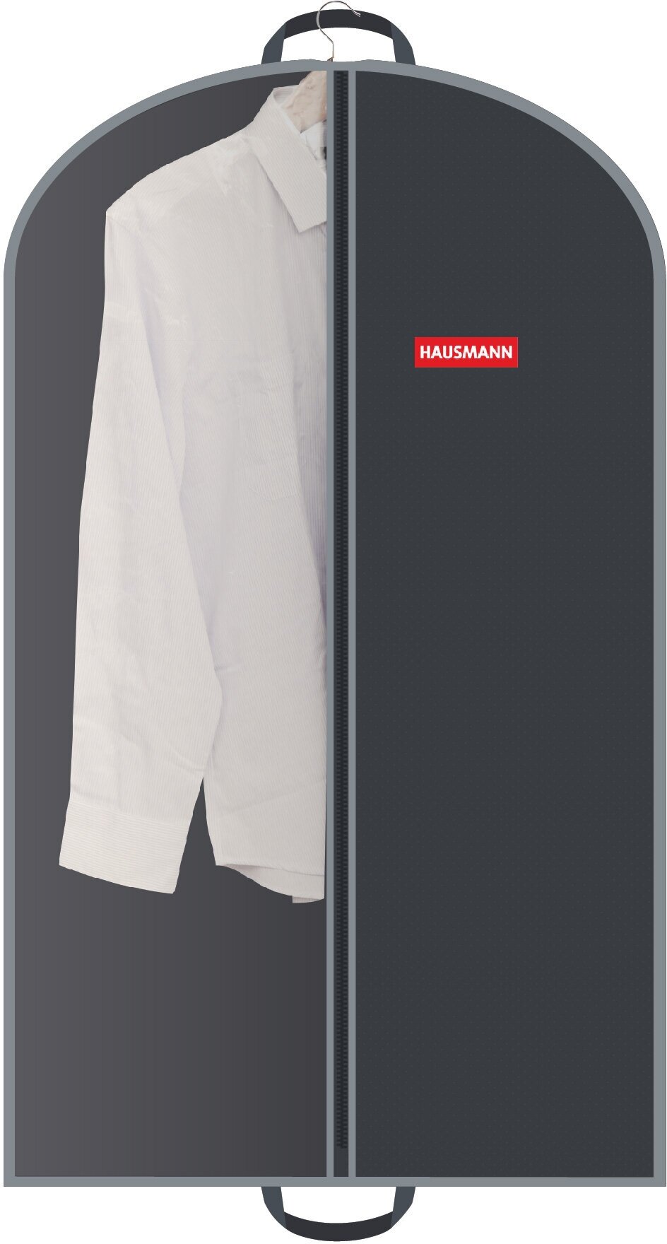 Чехол для одежды Hausmann HM-701002AG со стенкой из ПВХ и ручками 60*100, черный
