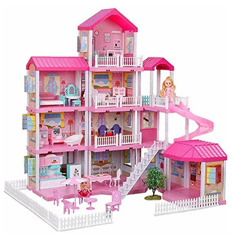 Детский игровой набор Princess House Большой кукольный домик с мебелью, куклами и аксессуарами, высота 97 см, 308 деталей, 668-51