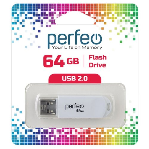 Флешка Perfeo C03 64 ГБ, white флешка perfeo c01g2 64 гб white