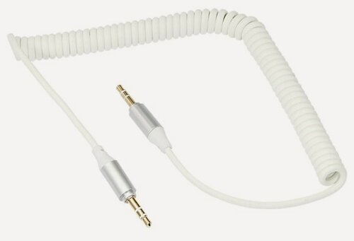 Изображение товара Кабель Rexant Стерео 3.5 мм штекер - Стерео 3.5 мм штекер (AUX) спираль, 1 метр, белый
