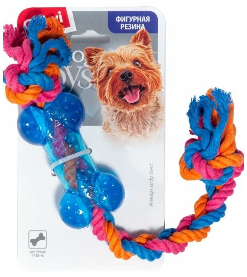 Игрушка для собак Dog Toys косточка на веревке 26 СМ - фотография № 8