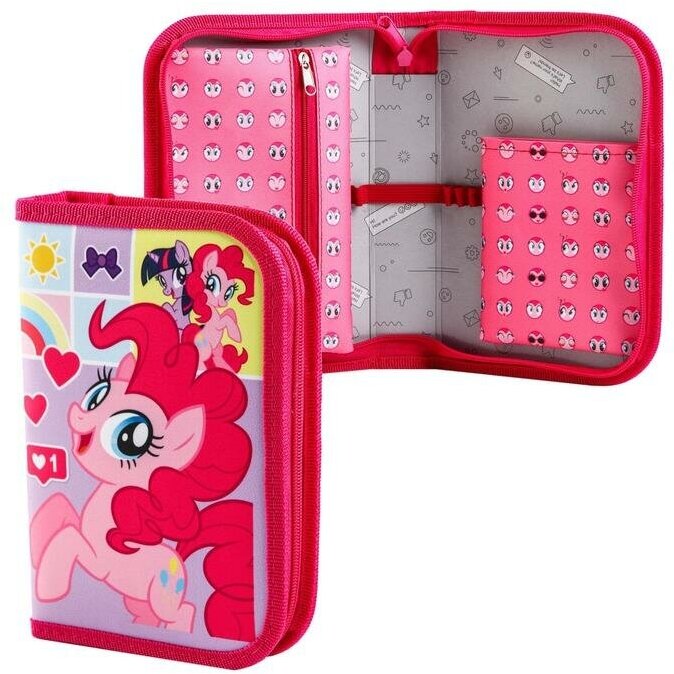 Hasbro Пенал каркасный, 1 секция, 140х210х40 мм, откидной карман, тканевый, My Little Pony