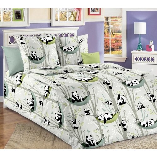 Комплект постельного белья в детскую кроватку, бязь "Люкс" (Веселые панды)