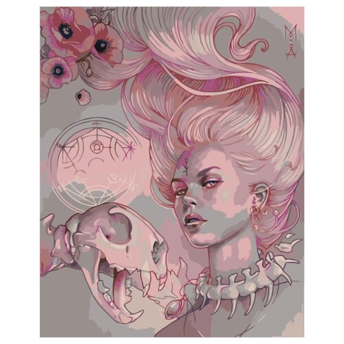 череп в пастельных тонах раскраска картина по номерам на холсте Девушка в розовых тонах Раскраска картина по номерам на холсте