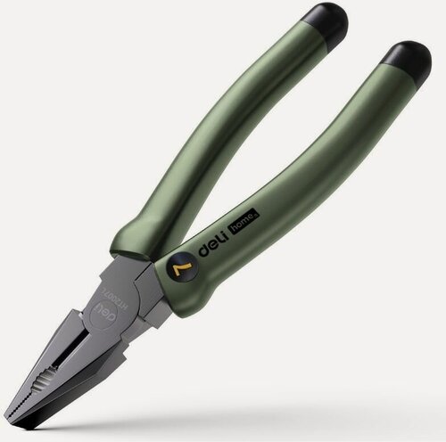 Изображение товара Комбинированные плоскогубцы "Home Series Green" Deli HT2007L 180мм (эксклюзивный дизайн, рукоятка софттач пластик, подарочная упаковка)