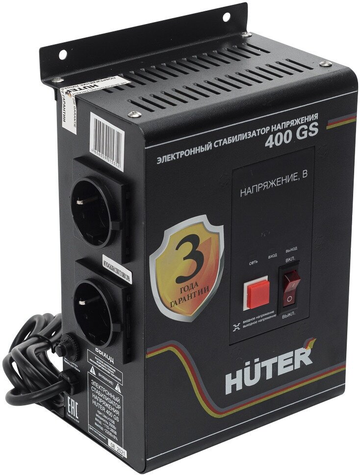 Стабилизатор напряжения однофазный HUTER 400GS для газовых котлов, настенный; 350 Вт; 110-260 В; 2 розетки; LED-дисплей (для котлов отопления) - фотография № 3
