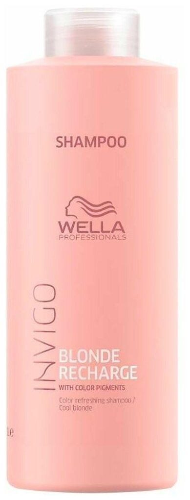 Шампунь-нейтрализатор желтизны для холодных светлых оттенков WELLA INVIGO BLONDE RECHARGE, 1000 мл