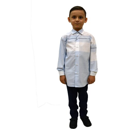 фото Рубашка школьная с длинным рукавом арт.1345-17 голубой*полоска (152 см (12 лет)) tugi