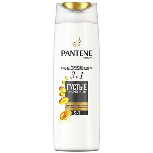 Шампунь для волос Pantene,(с бальзамом/ополаскивателем) 3 в 1 Густые и крепкие, 360 мл шампунь pantene pro v интенсивный уход для всех типов волос 400 мл