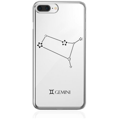 Прозрачный силиконовый чехол с кристаллами Lux для iPhone 7/8 Plus Знак зодиака Близнецы Gemini для Айфон 7/8 Плюс